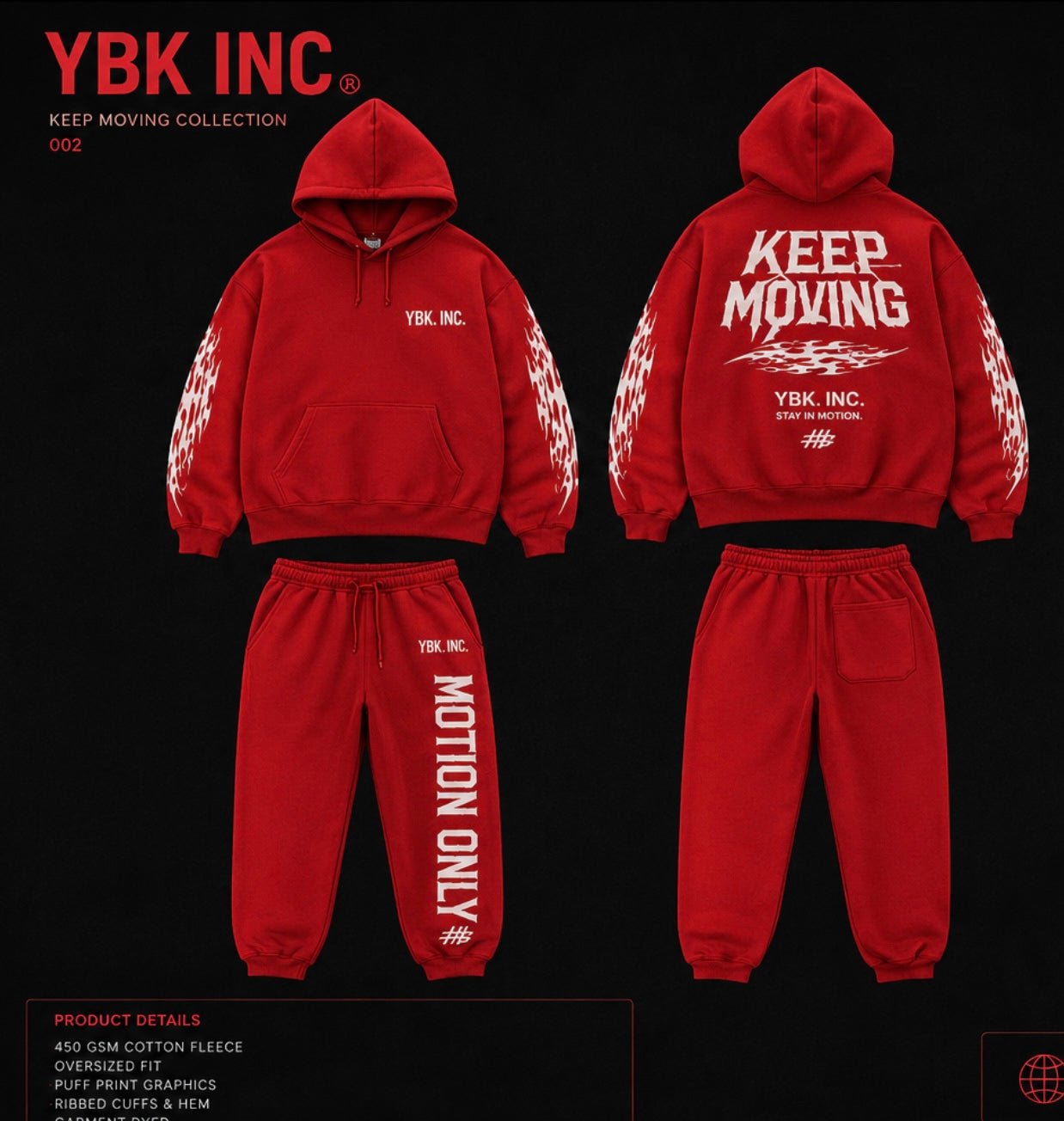 YBK INC. “KEEP MOVING” Sweatsuit