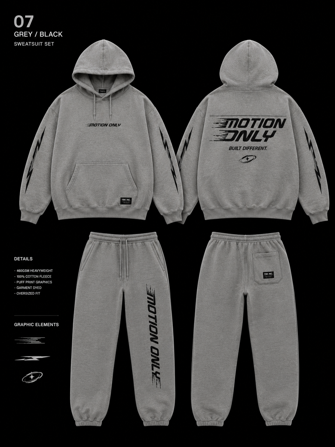 YBK INC. — Motion Only Tracksuit (Grey/Black)
